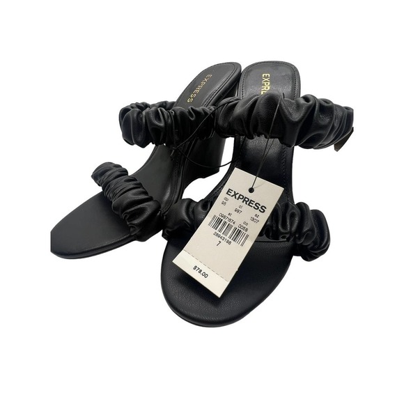 Express Ruched Double Band Slide Wedge Sandals Size 7 NWT - Picture 3 of 5